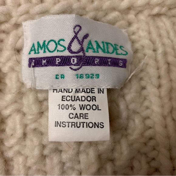 Vintage 60’s/70/’s Amos & Andes 100% Wool Cable Knit Sweater Made in Ecuador - Picture 4 of 4